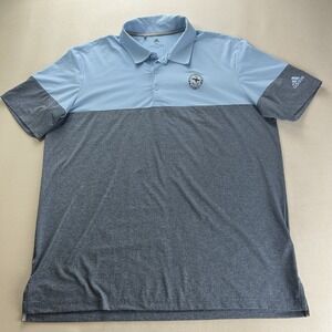 Bethpage Black Golf Course Blue & Gray Adidas Golf Shirt Men's Sz XL